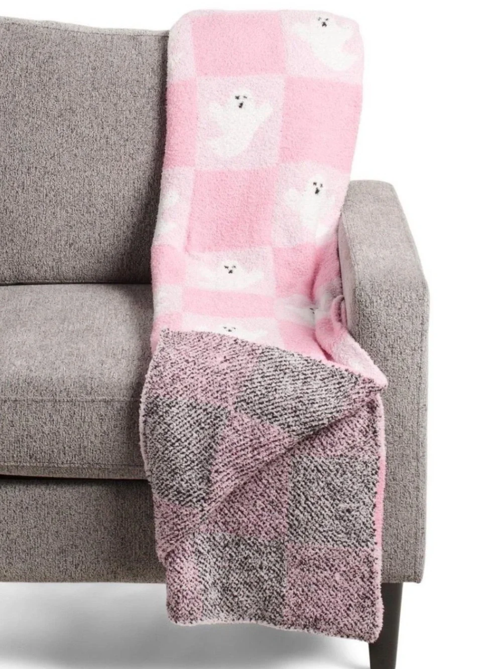 Cupcakes & Cashmere Checkerboard Ghost Halloween Throw-50” x 70”